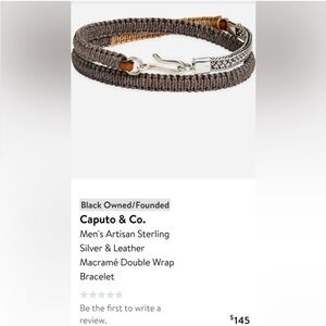 Men's Artisan Sterling Silver & LeatherMacramé Double Wrap Bracelet. #11